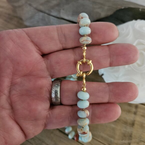 Hand Crafted -Candy Necklace -Gemstone Ocean Jasper Necklace - Picture 4 of 5